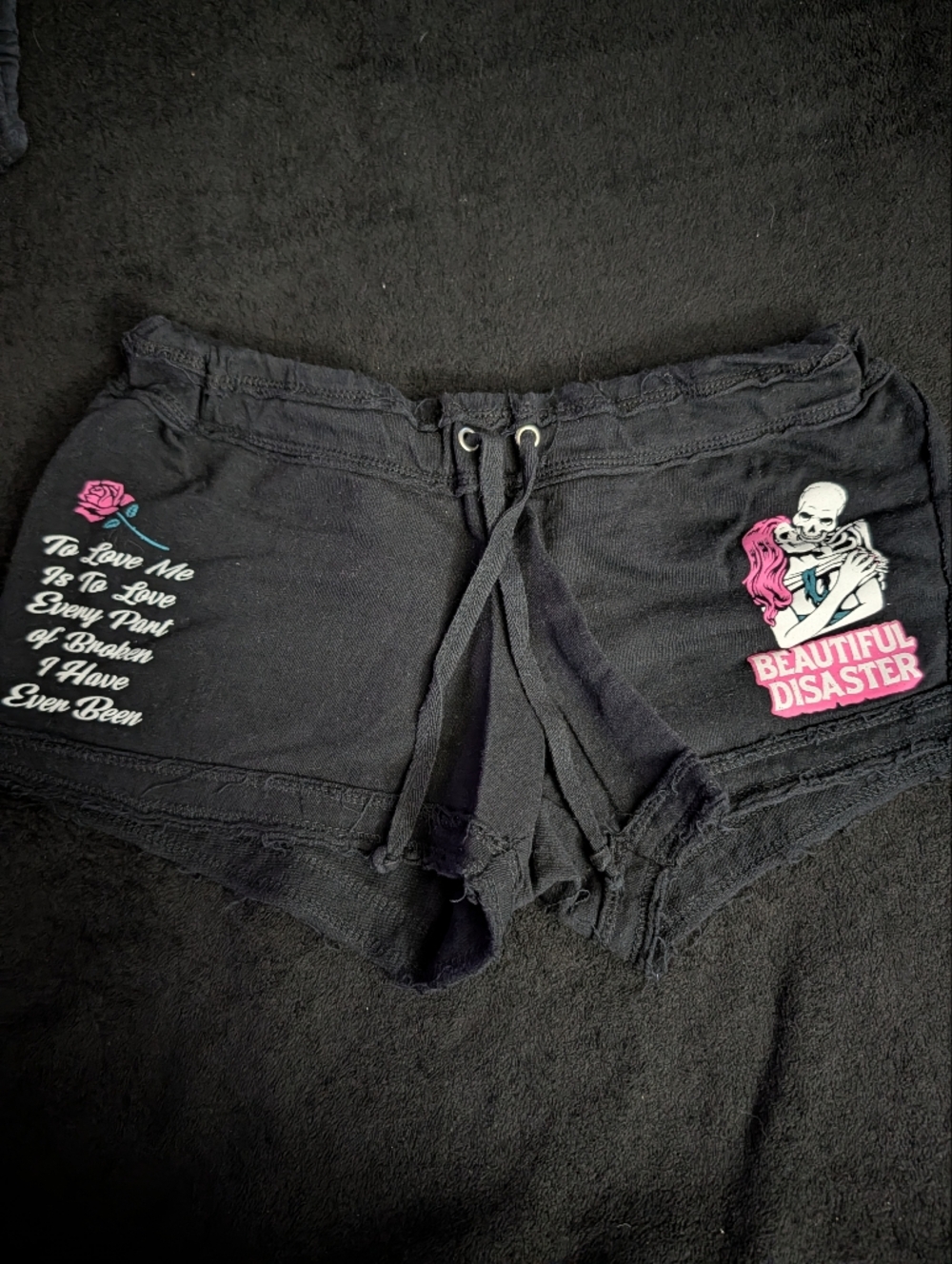 Beautiful Disaster Black High Waist Women's Drawstring Shorts